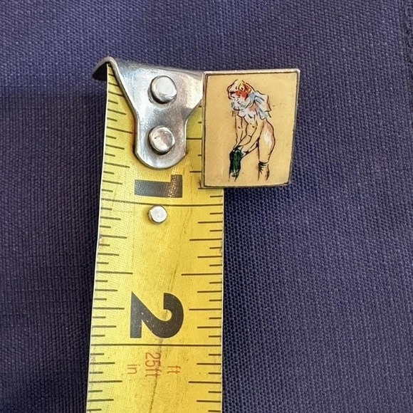 Vintage Risque Enamel Cufflinks Pinup Gold Tone Mens Estate Jewelry - Picture 5 of 5